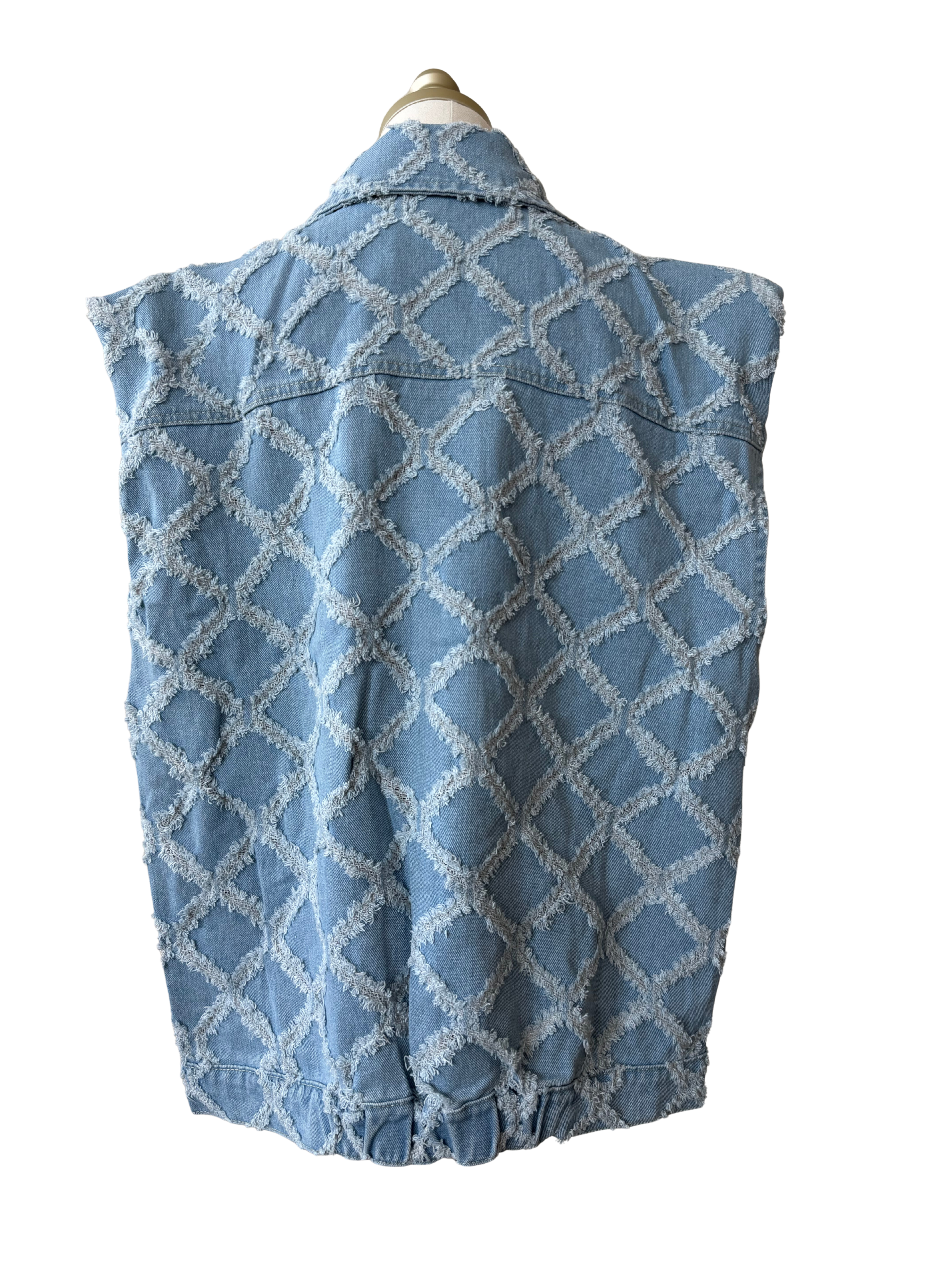 Diamente Fringed & Multi-Pearled Denim Vest